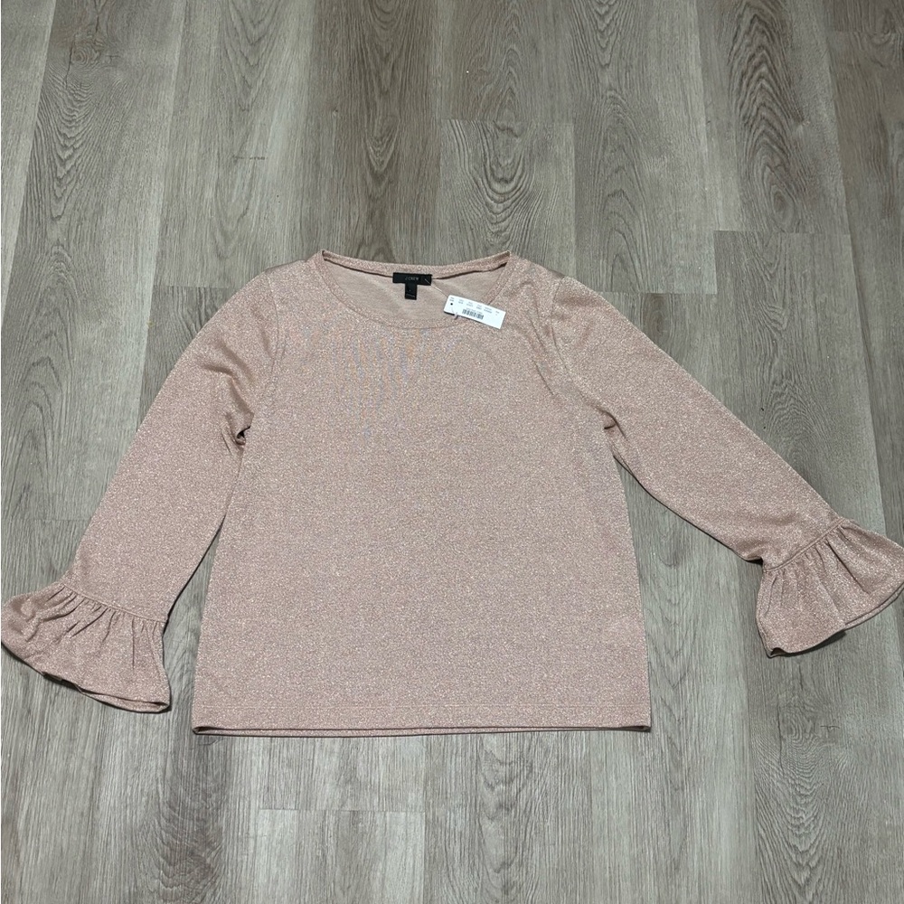J. Crew Blush Ruffle Sleeve Blouse NWT